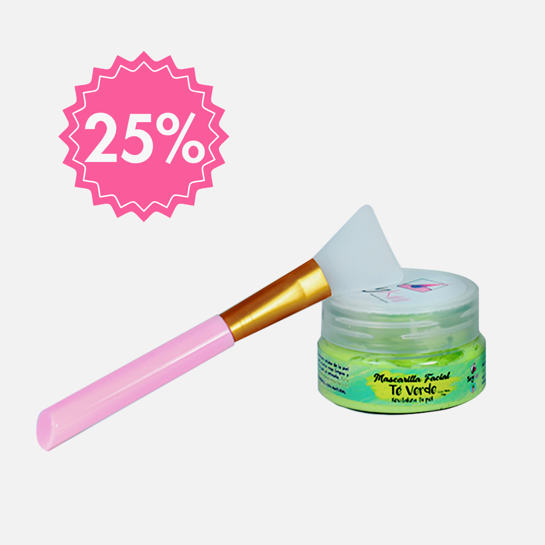 MASCARILLA INDIVIDUAL TÉ VERDE  Y BROCHA DE REGALO