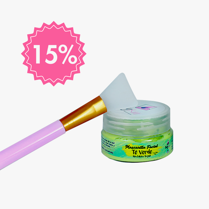 MASCARILLA INDIVIDUAL TÉ VERDE  Y BROCHA DE REGALO