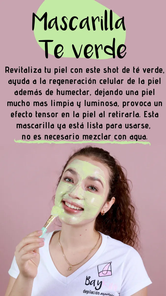 MASCARILLA INDIVIDUAL TÉ VERDE  Y BROCHA DE REGALO
