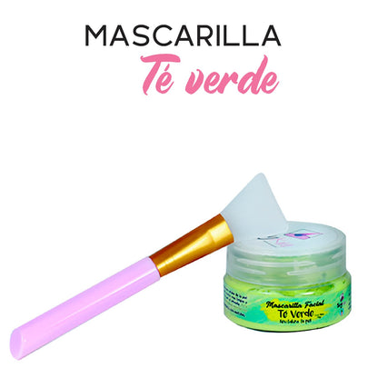 MASCARILLA INDIVIDUAL TÉ VERDE  Y BROCHA DE REGALO